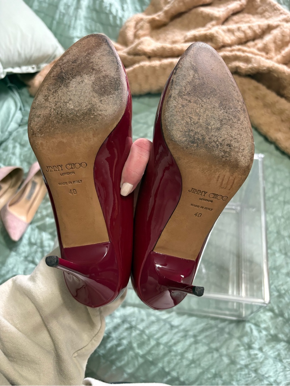 Jimmy Choo Red Patent Leather Pointed-Toe Pumps size 40 - Picture 5 of 5